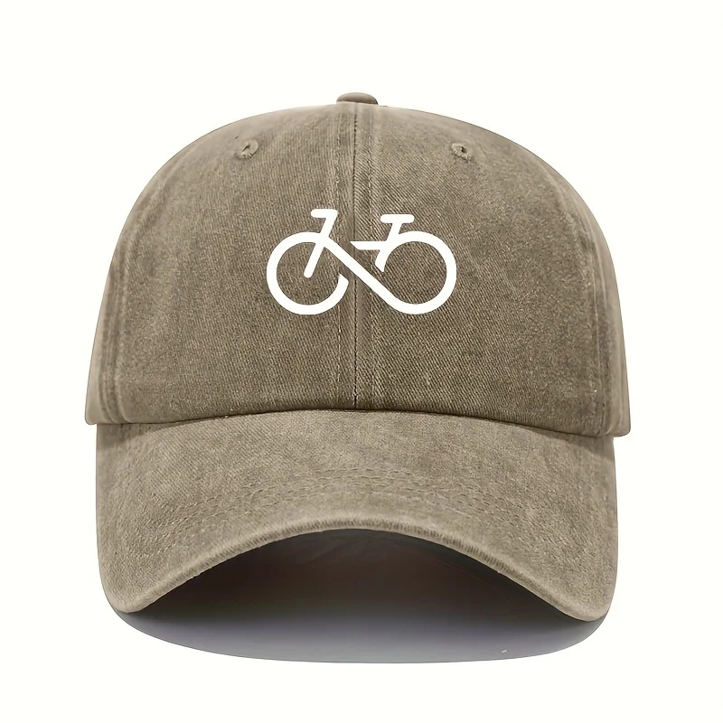 Bicycle printed baseball cap retro lightweight washable cap adjustable men's and women's sun protection hats