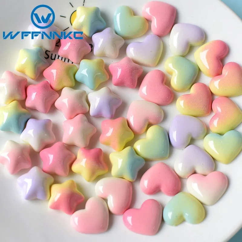 

WFFNNKC 20-30 шт. Kawaii градиент сердце любовь звезда плоская задняя часть смола детская шпилька ювелирные изделия патч DIY декоративные материалы ручной работы