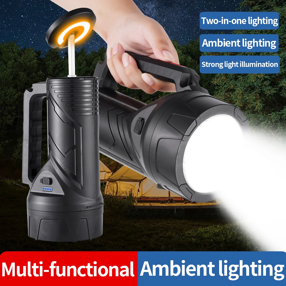 Rechargeable LED Portable Flashlight Multifunctional Strong Light Outdoor Telescopic Camping Work Searchlight