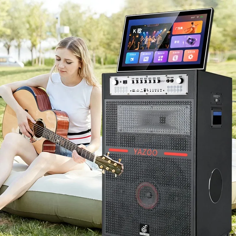 New Design Portable Karaoke Singing Machine Audio Touch Screen Trolley Speaker 18Inch With 22INCH LED Screen  Projector