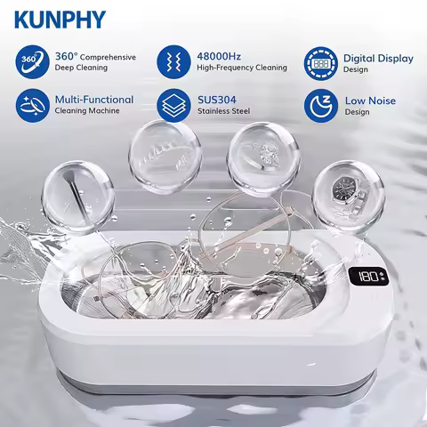 KUNPHY Ultrasonic Jewelry Cleaner 350ML 48KHz Professional Ultrasonic Cleaner Machine with 3 Digital Timer Sonic for Glasses
