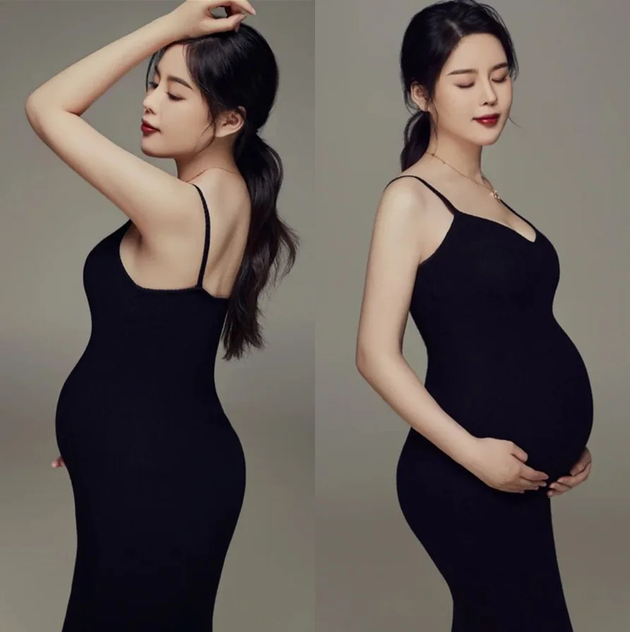 Sexy Maternity Dresses Photo Studio Mommy Photography Props Clothes V-Neck Sleeveless Party Pregnancy Dress for Photo Shoot