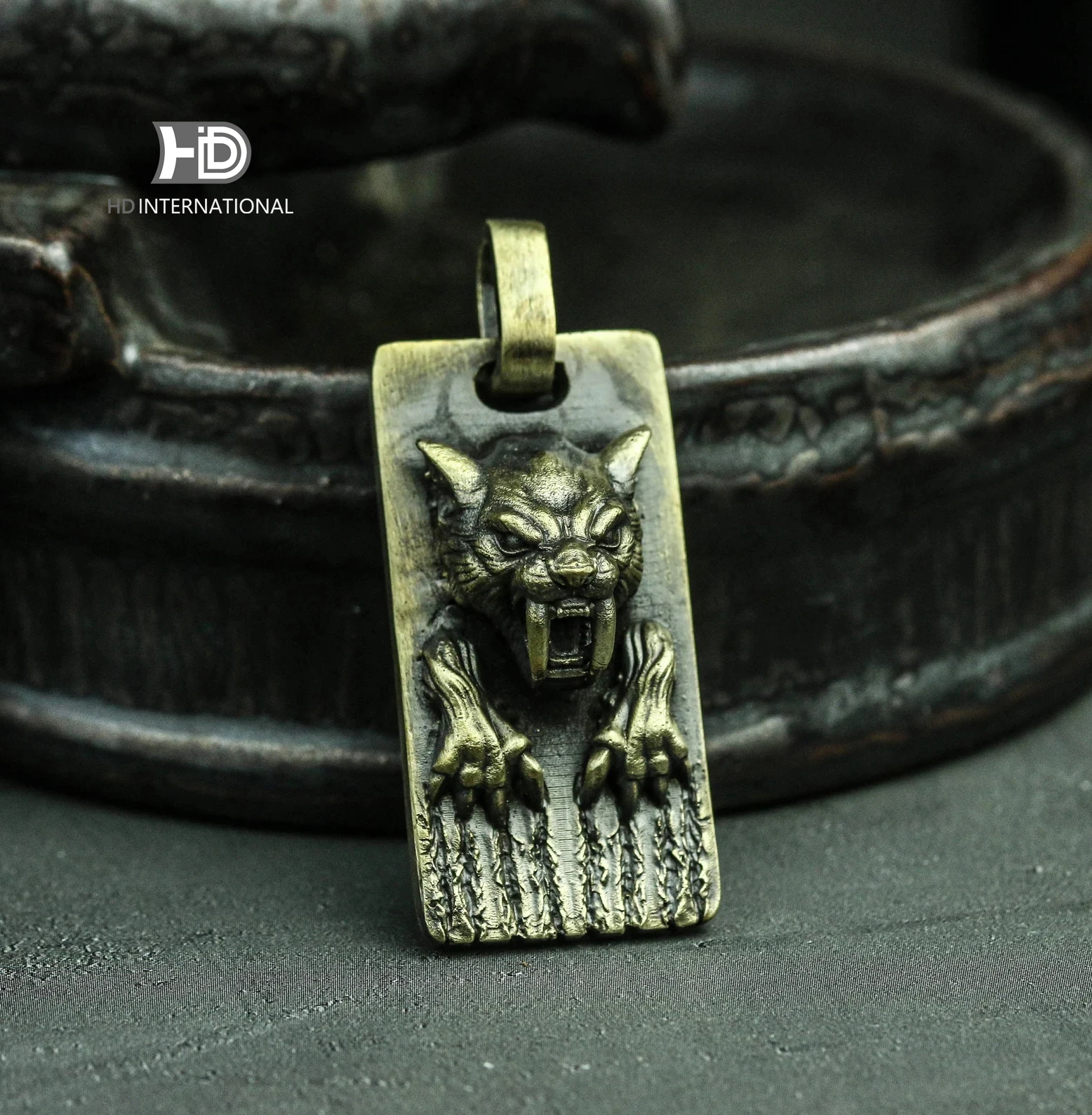 Tiger head pendant Sabre Tooth Tiger Pendant Smilodon Brass Army Brand Men's Brass 925 silver handmade custom jewelry