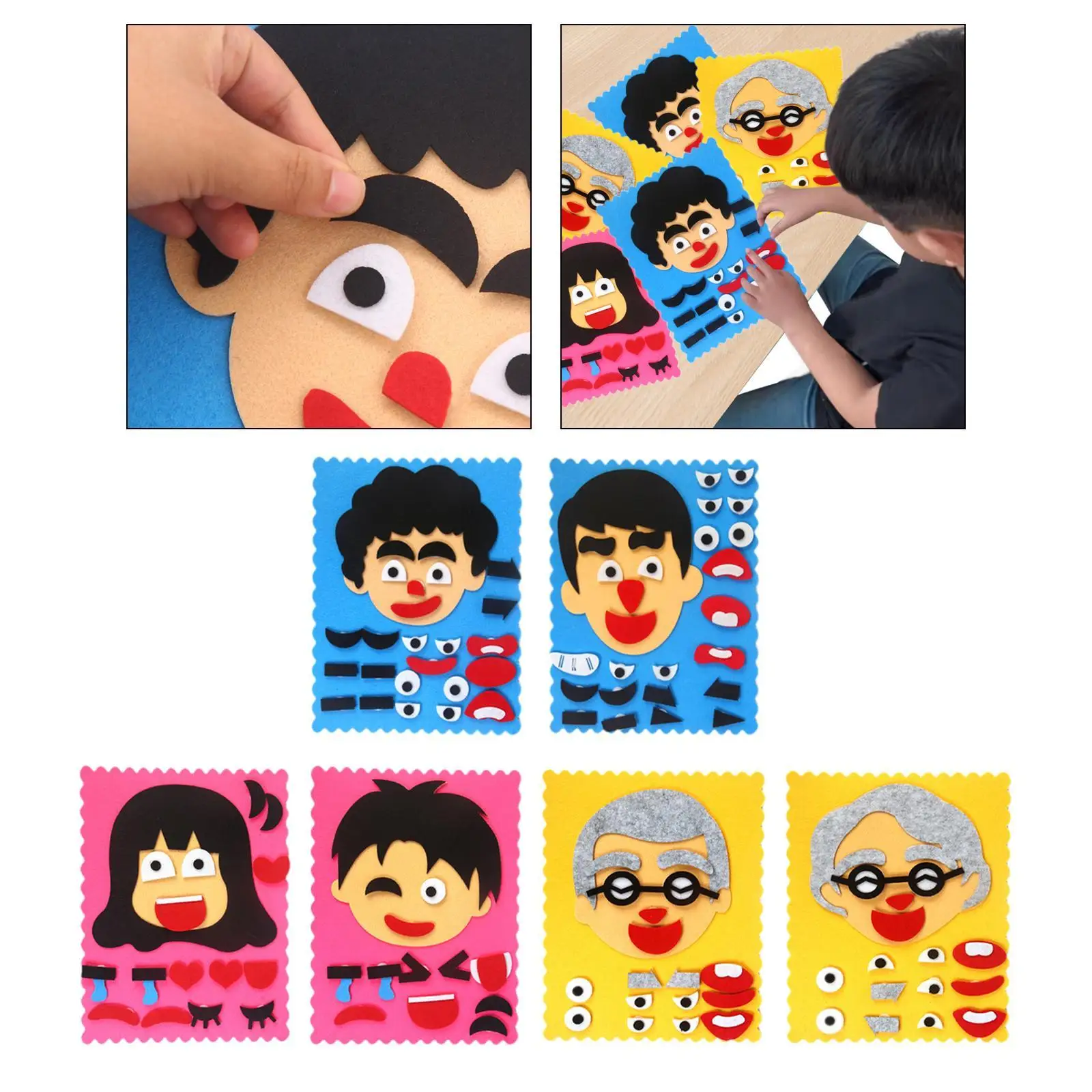 DIY Face เปลี่ยนปริศนาของเล่น,ของเล่นการเรียนรู้ทางอารมณ์ทางสังคม,Creative,Facial Expressions ปริศนาของเล่นสําหรับเด็กผู้หญิงเด็ก