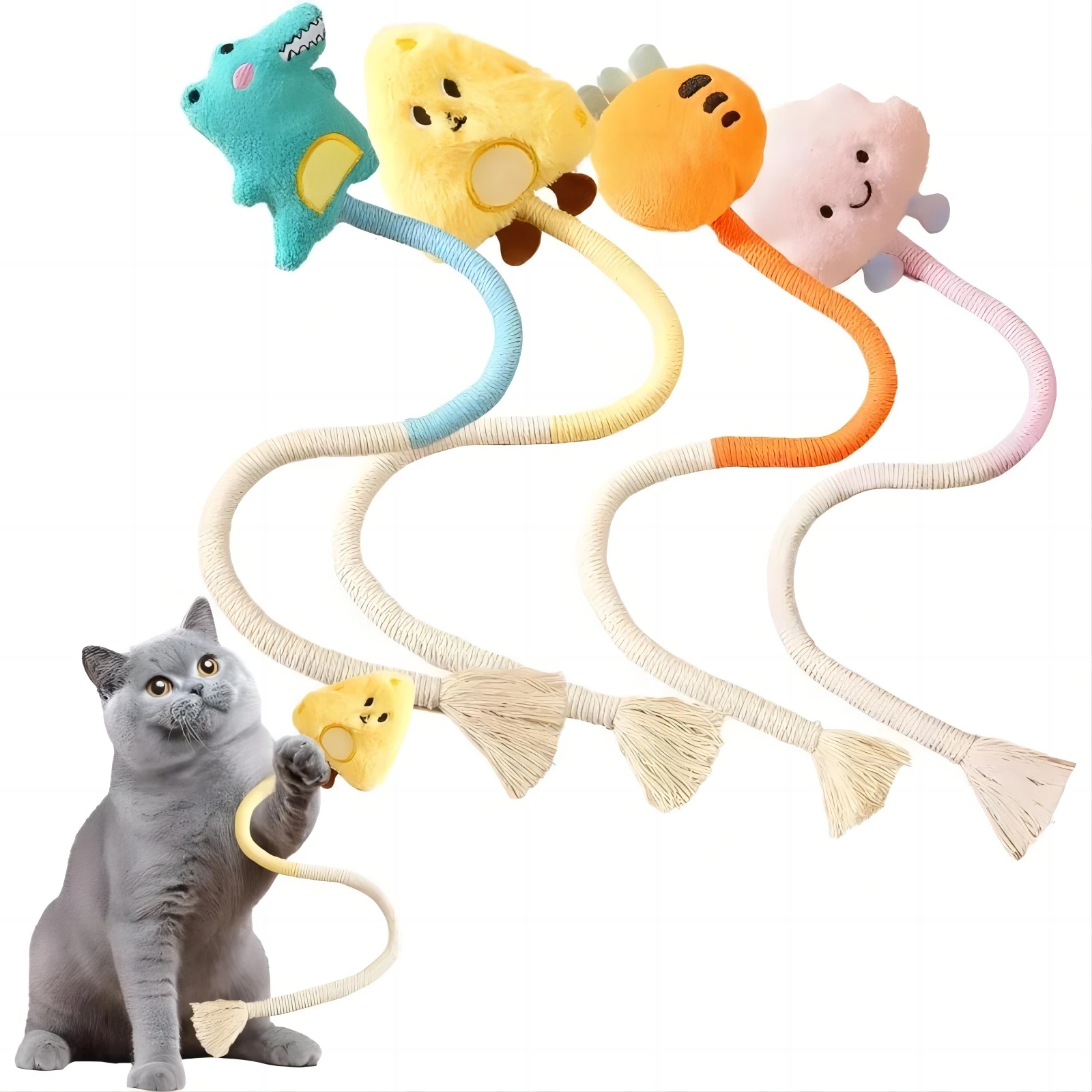 Cat Scratcher Rope Toy Cotton Rope Bite-resistant Chewing Toy Paw Claw Furniture Protector Scratching Toy Cat Puzzle Cute Shape