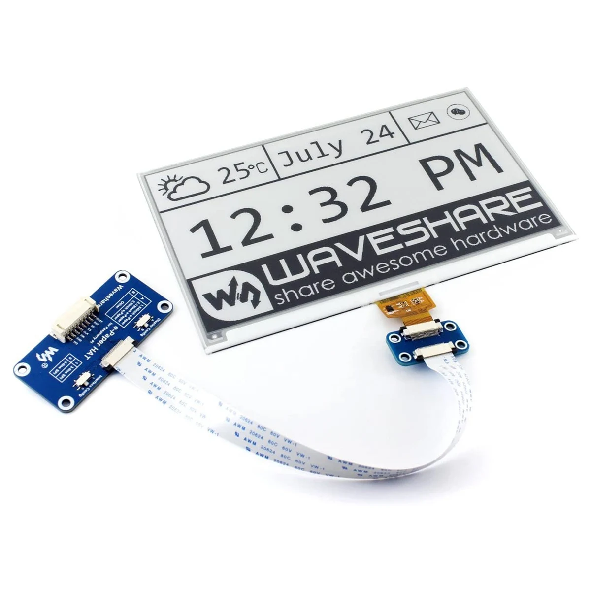 Waveshare 7,5 pulgadas Epaper Eink E pantalla de tinta Monitor HAT Starter Kit para Arduino RPI Raspberry Pi Zero 2 W WH 2W 3B Plus