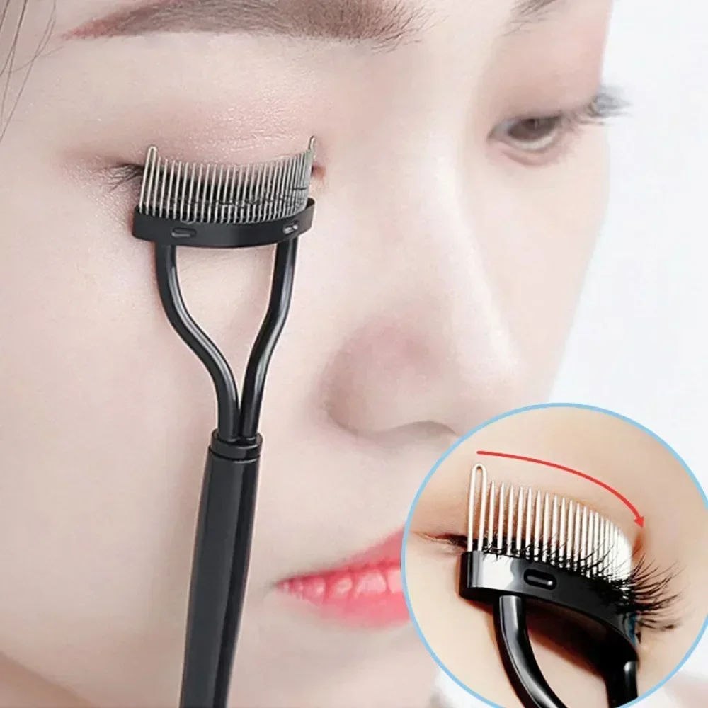 2 in 1 Opvouwbare Wimper Separator Metalen Tanden Rechte Wimperkruller Wimper Borstel Kam Mascara Krul Lash Beauty Makeup Tools