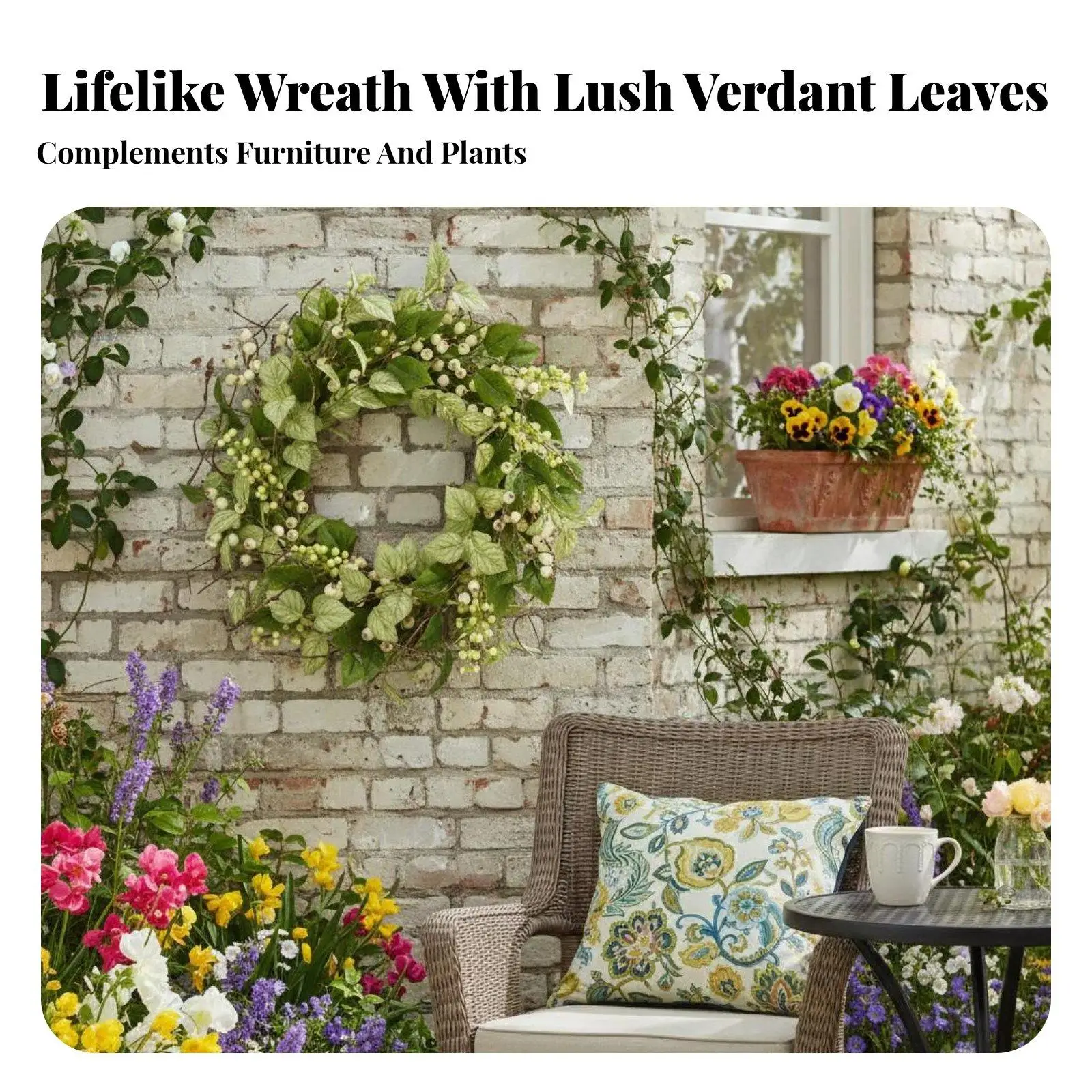 door Wreath Lifelike Wall Decoration Hanging Wreath Realistic Appearance