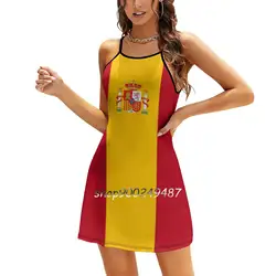 Flag Of Spain Bandera De España Square Neck Dress Cute Loose Print Dresses Elegant Beach Party Dress Flag Of Spain Spanish Flag