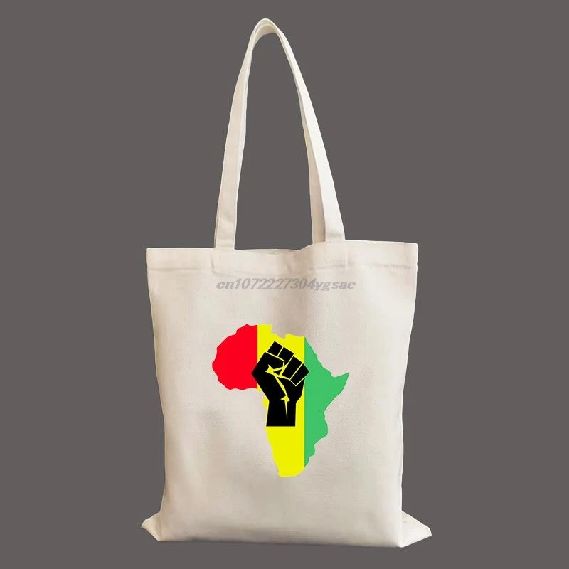 Africa Power Rasta Reggae Music Shoulder Bag Student Female Handbag Reusable shopping bag canvas tote bag hand bags for shopping