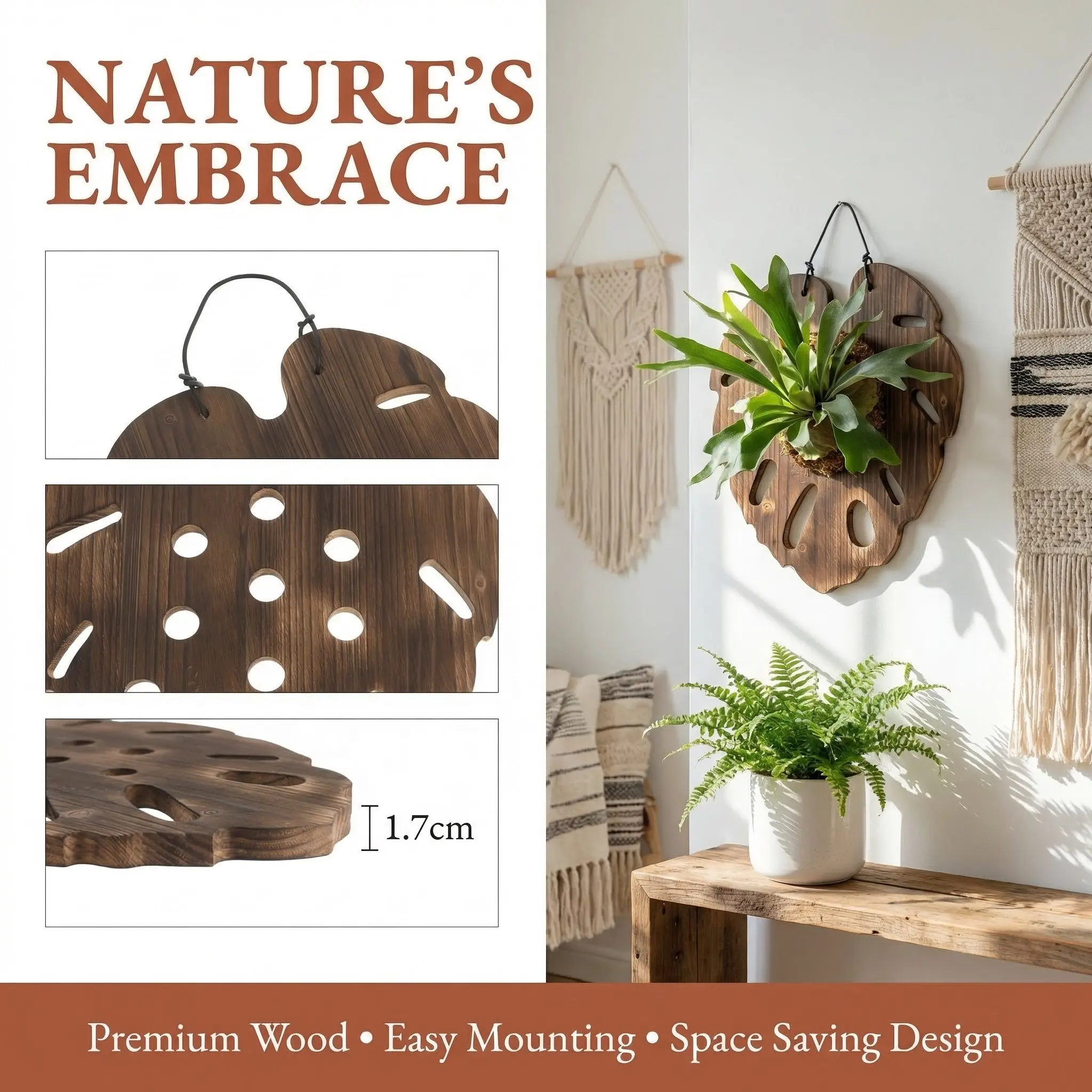 Fern Hanging Board Mounting Frame Hanger Monstera Support Wooden Planting Board Vertical Garden Holder Decorative Garden