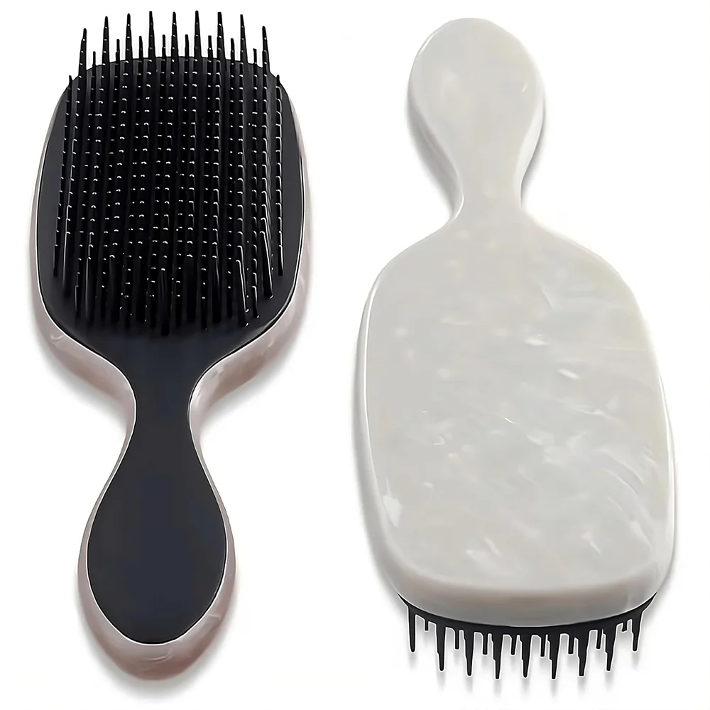 Detangling Hair Brush Anti-static Handle Entangle Detangling Marbled Comb Shower Massage  Marbled  Comb Salon Hair Styling Tool