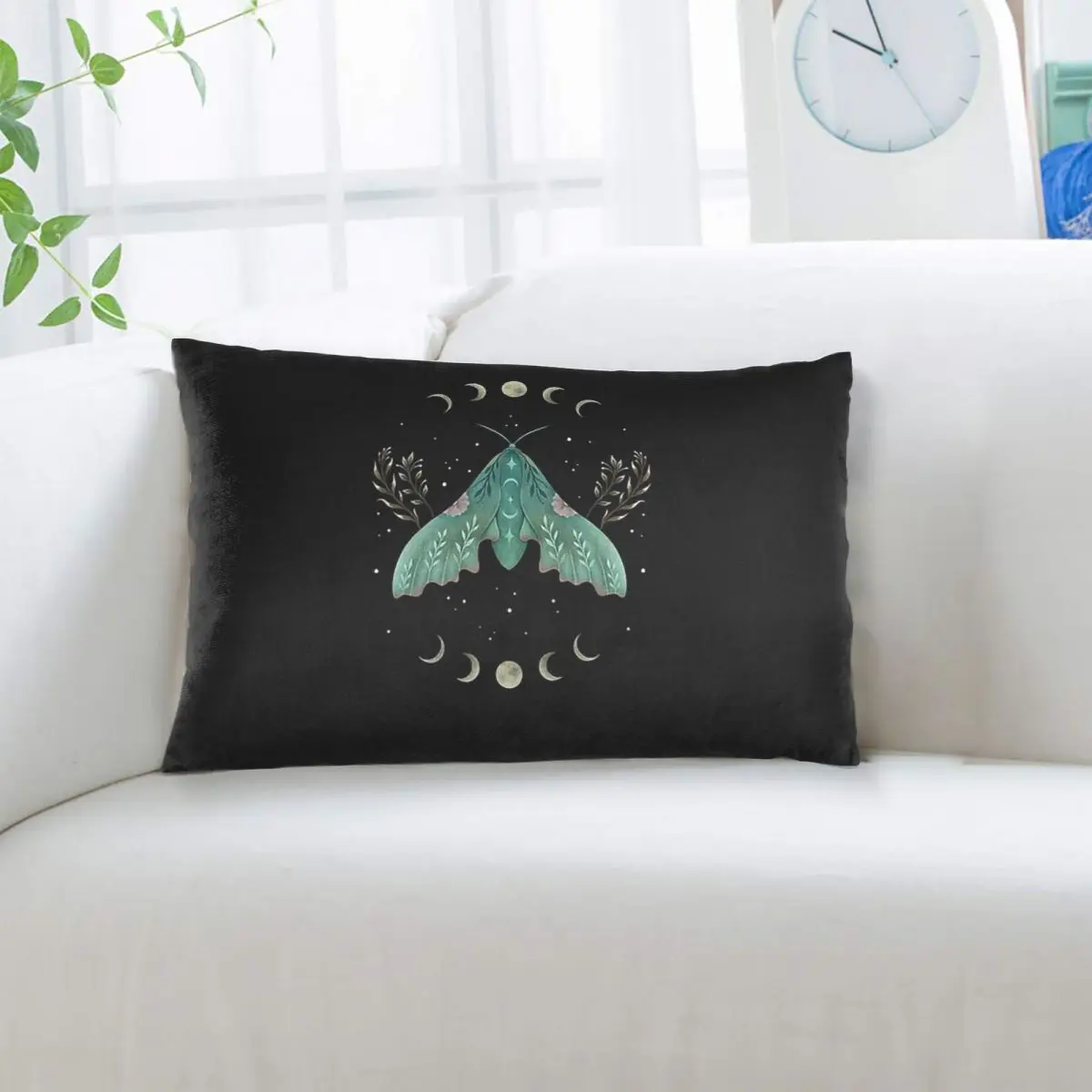 Luna And Moth Rectangle Pillowcase Cushion Cover Decor Bedroom Bed Home Comfort Throw Pillow