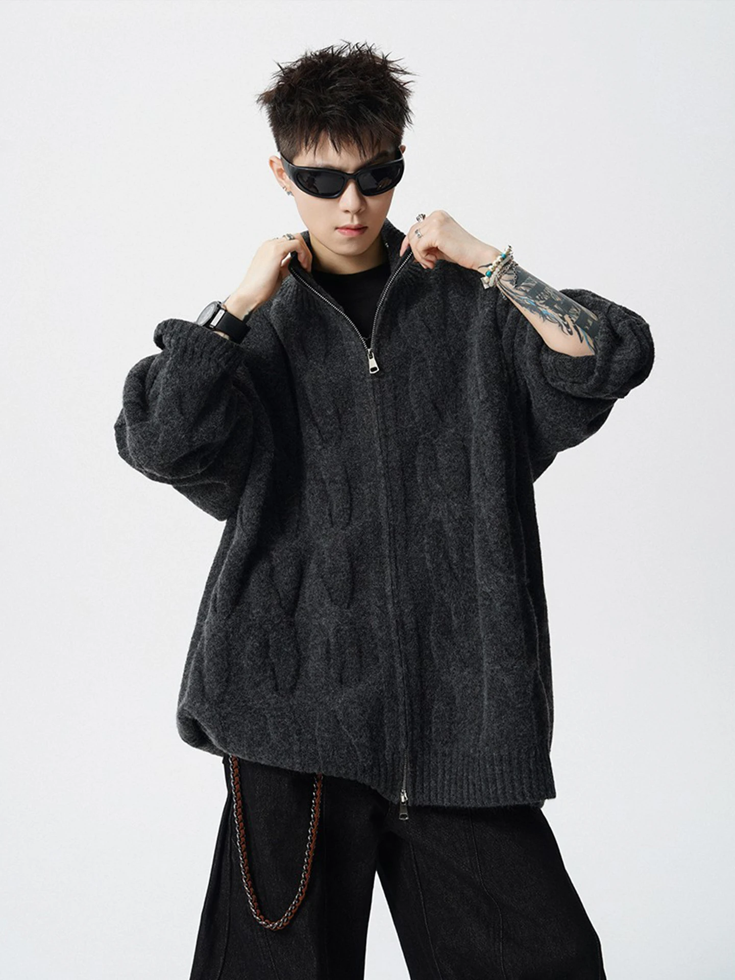 

Американский утепленный зимний свитер для мужчин с высоким воротником, вязаный теплый кардиган, верхняя одежда, новинка 2025 года