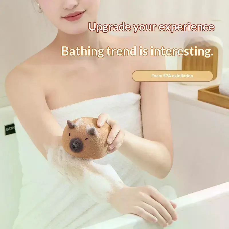 

Мягкая губка для ванны в форме капибары, для детей, с мягким пенообразованием, для нежного отшелушивания и массажа, очищающий инструмент