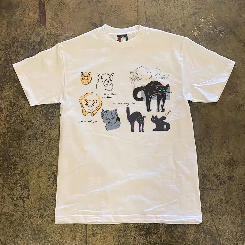 

Оригинальная высококачественная футболка из чистого хлопка 280 г/м² с коротким рукавом, с принтом свиньи и маленьким воротником, винтажный стиль, с носовым платком