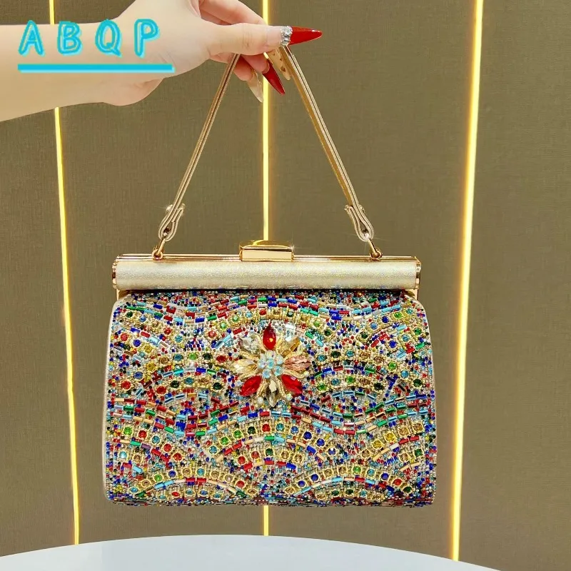 

New Dinner Handbag Shiny Diamond-encrusted Dinner Women's Handbag Luxury Brand Fashion Trend Shoulder Messenger Bag High Quality