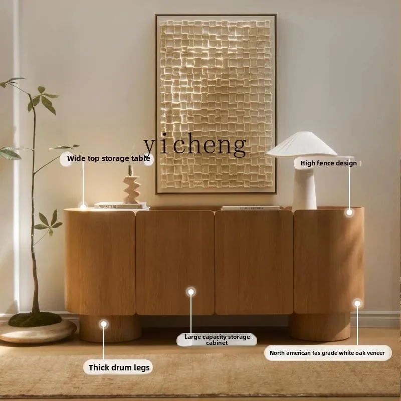 

cream style dining side cabinet, living room against the wall for storage, retro log style storage six-chest cabinet