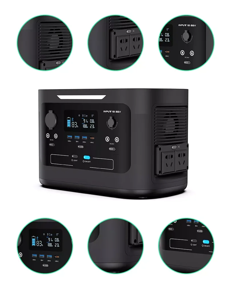 For Outdoor or Home 1000W Solar Power Bank AC 110V 220v Lithium Ups Solar backup Power Supply Power Station