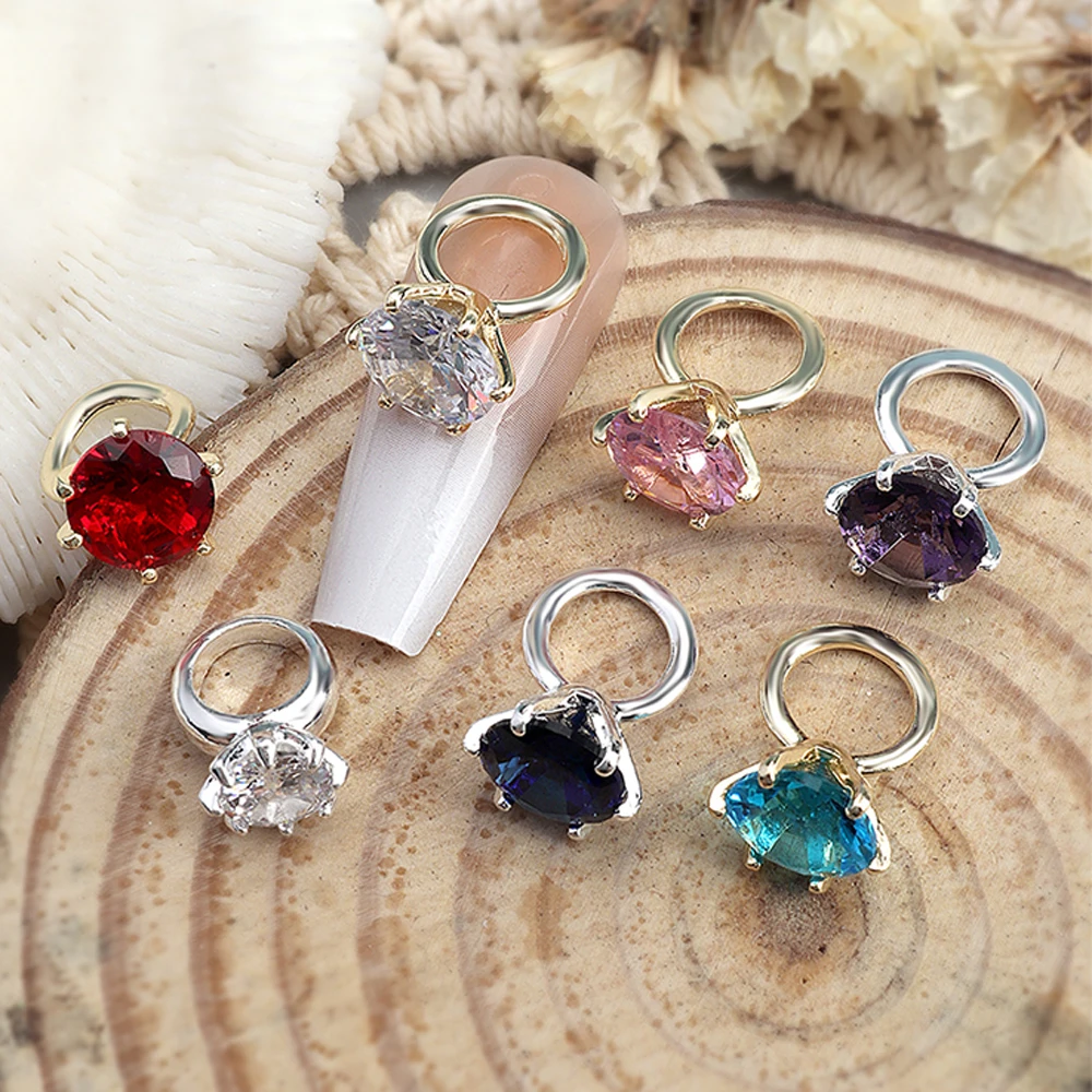 5 قطعة سوبر البريق الزركون خواتم مسمار الفن سحر ثلاثية الأبعاد الزركون الماس كريستال مسمار الراين DIY بها بنفسك 8x11 مللي متر خواتم فاخرة مجوهرات أظافر