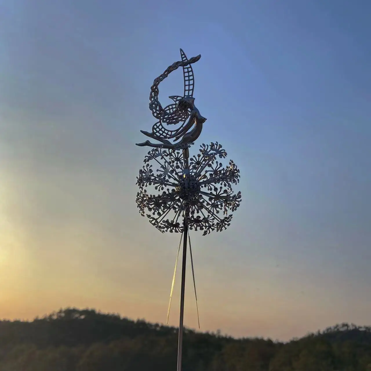 fontanna ogrodowa ogród dekoracje Wystrój ogrodu trawnik krajobraz rzeźba baśniowa dekoracja stawka Dandelions Metal Elf sylwetka Ornament dla