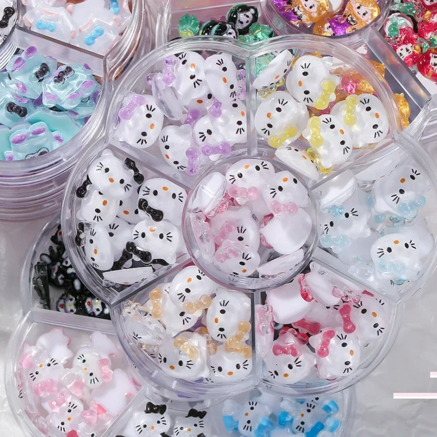 70 Pieces of Sanrio New Nail Rhinestones Hello Kitty Kawaii Cartoon Kuromi Nail Jewelry Charm Set Gemstone Nail DIY Gift