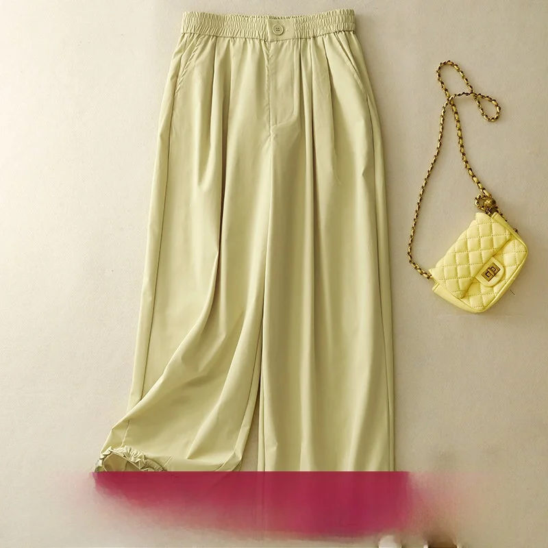 

Дизайнерские широкие брюки из дерева Design Sensation для женщин: летняя новинка, европейский стиль, прямые, укороченные, повседневные, тонкие