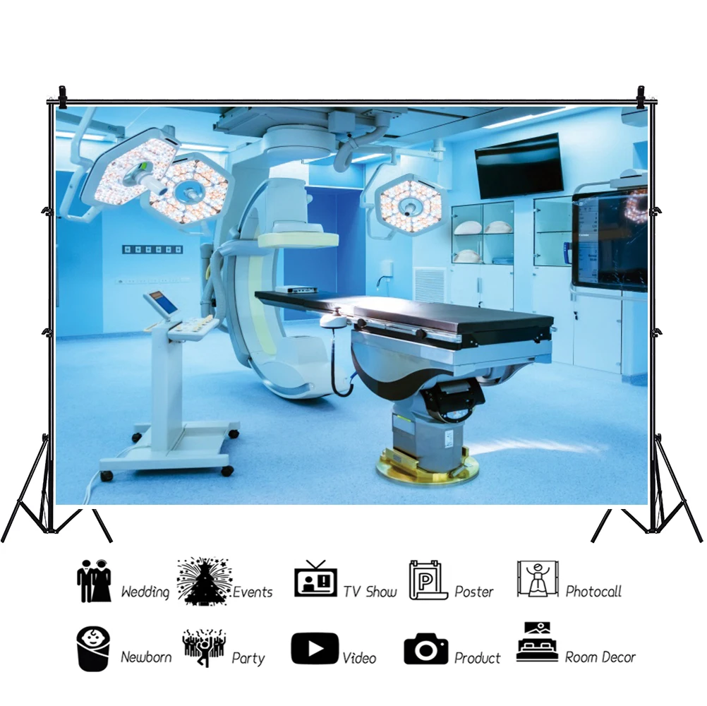 Laeacco Hospital Operating Room Photography Backdrop Medical Equipment Scene Room Decor Doctor Portrait Background Photo Studio