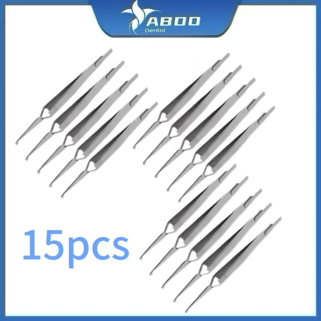 20pcs Dental Bracket Tweezers Holder Dentist Instrument Stainless Steel Serrated Orthodontic Tweezers Plier for Teeth Care Tools