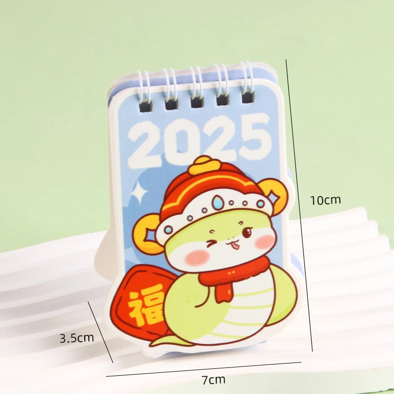 Kalender kartun ular kecil portabel, hadiah kecil Dekorasi Desktop kalender saku meja kecil bentuk spesial kreatif