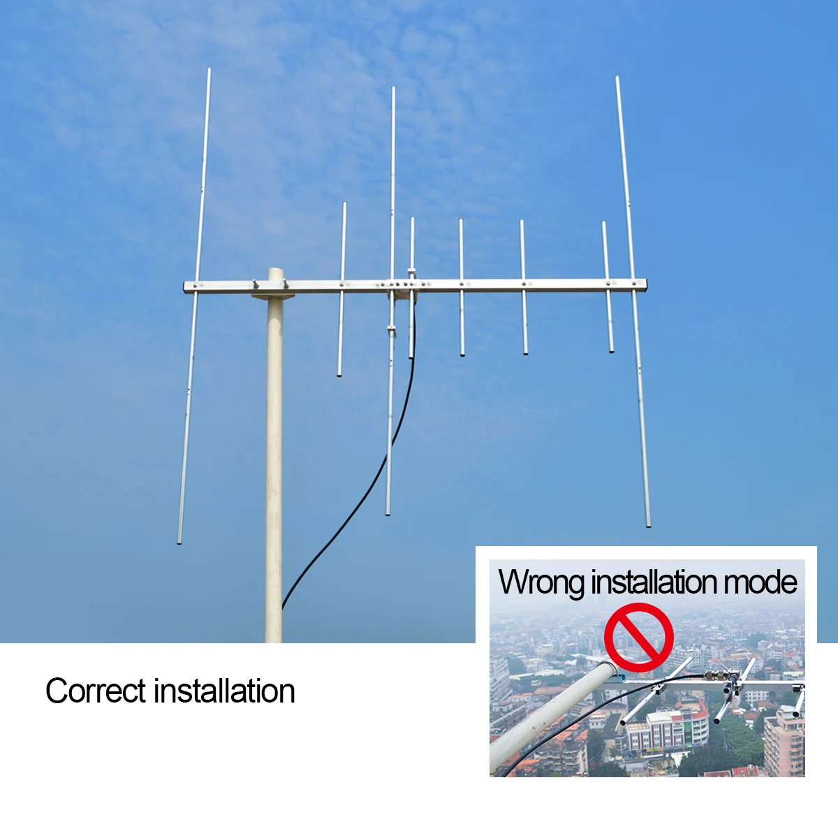 Dwuzakresowa antena Yagi HYS 2m 70cm VHF UHF Yagi High Gain Ham Radio Vertical Base Antenna do systemu repeater, skanera HT