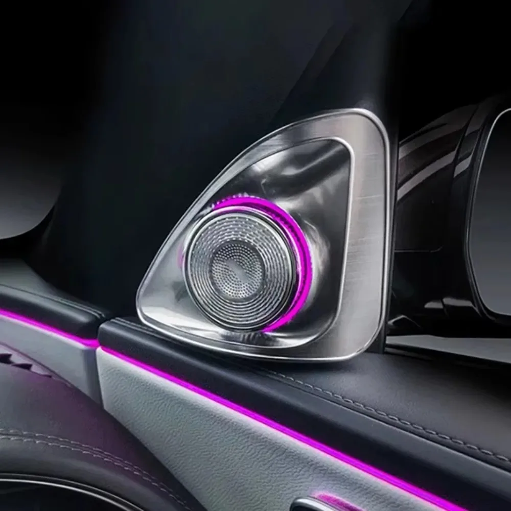 Full Set 64-Color Active LED Ambient Lighting System 4D Rotating Tweeter Speaker Door Covers for Mercedes-Benz E-Class W214