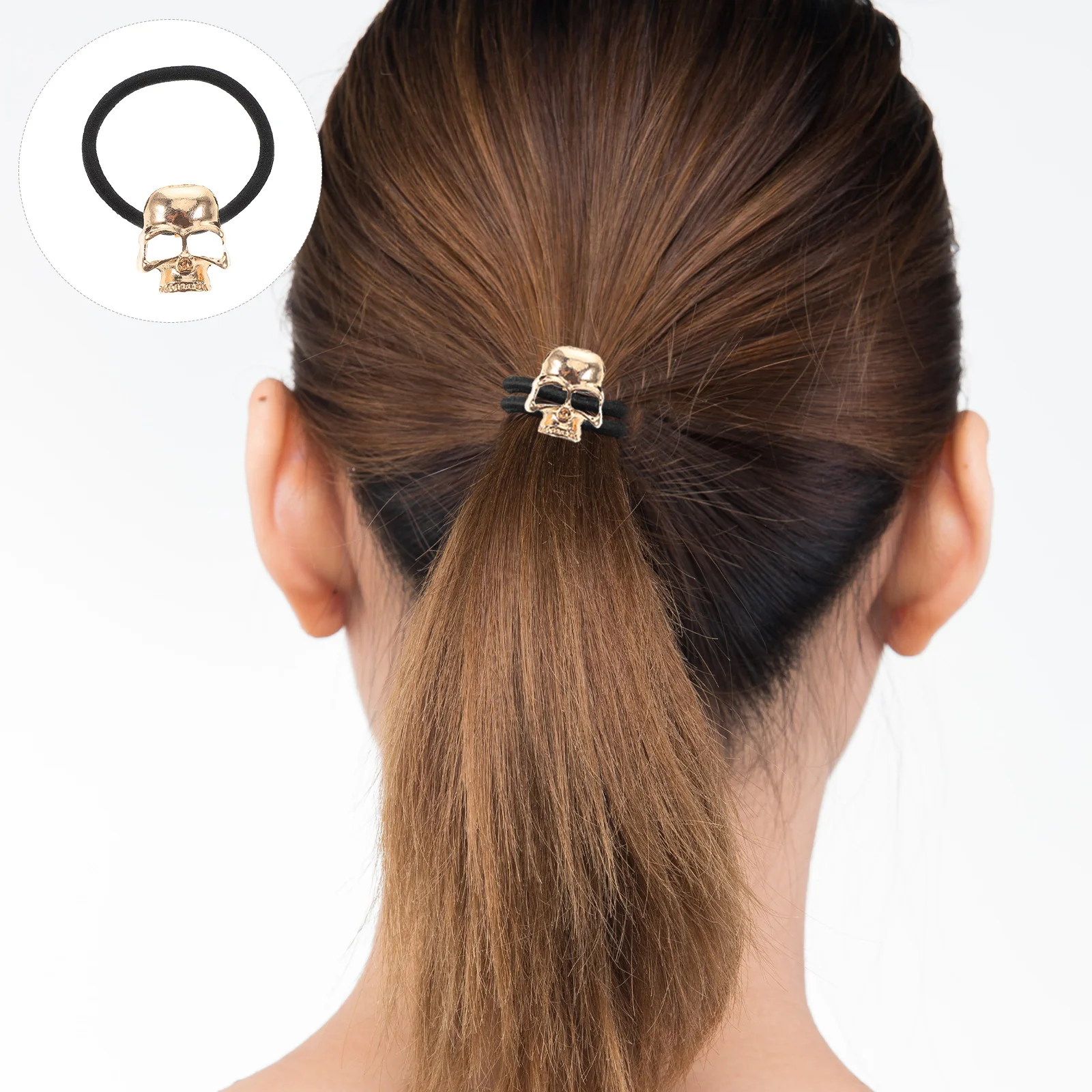 

Retro Elastic Ties Punk Skull Metal Bands Durable Hair Accessories Viking Rings Bracelet Style Elastic Hair Scrunchies