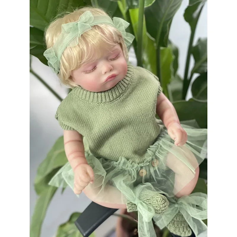 45cm Newborn Baby Full Body Vinyl Rosalie Lifelike Baby Multiple Layers Painted 3D Skin with Visible Veins Collectible Art Dolls