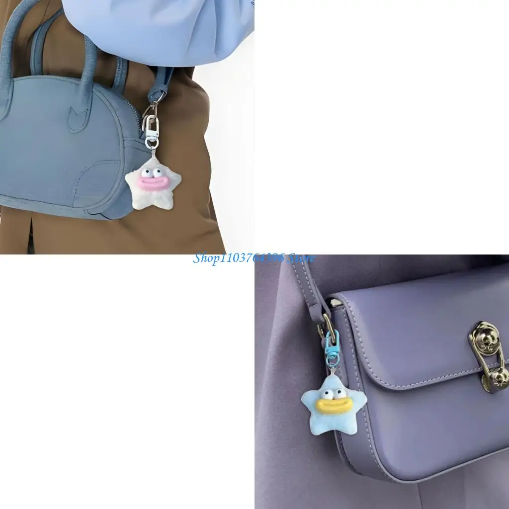  Fuzzy Star Keyring With Unique Design Winter Gift For Teens Soft Plush Bag Charm Accessory