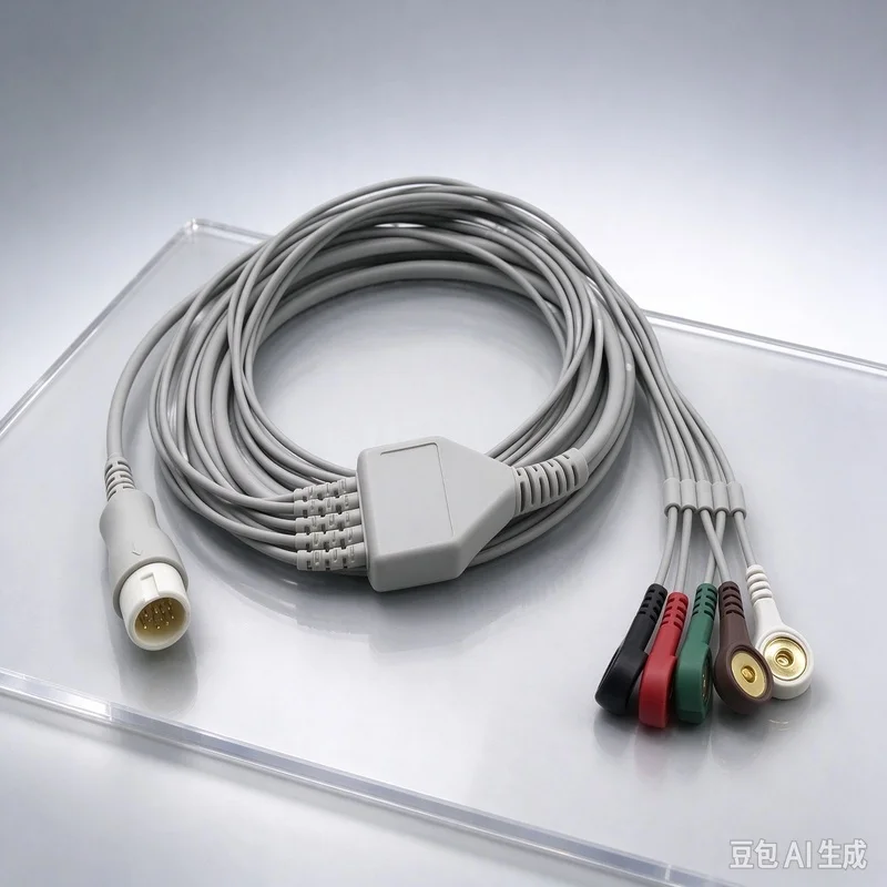 Cable FOR PH 4735A M3535A Defibrillator Monitor 5 Lead 12 Pin ECG With Snaps