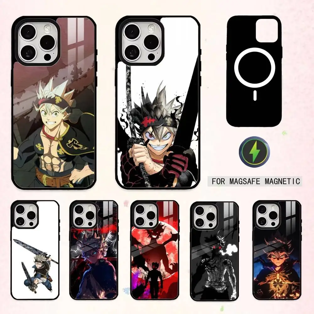 

Magic B-Black C-Clover Phone Case For iPhone17,16,15,14,13,12,11 Plus,Pro Max Magnetic For Magsafe Wireless Charging