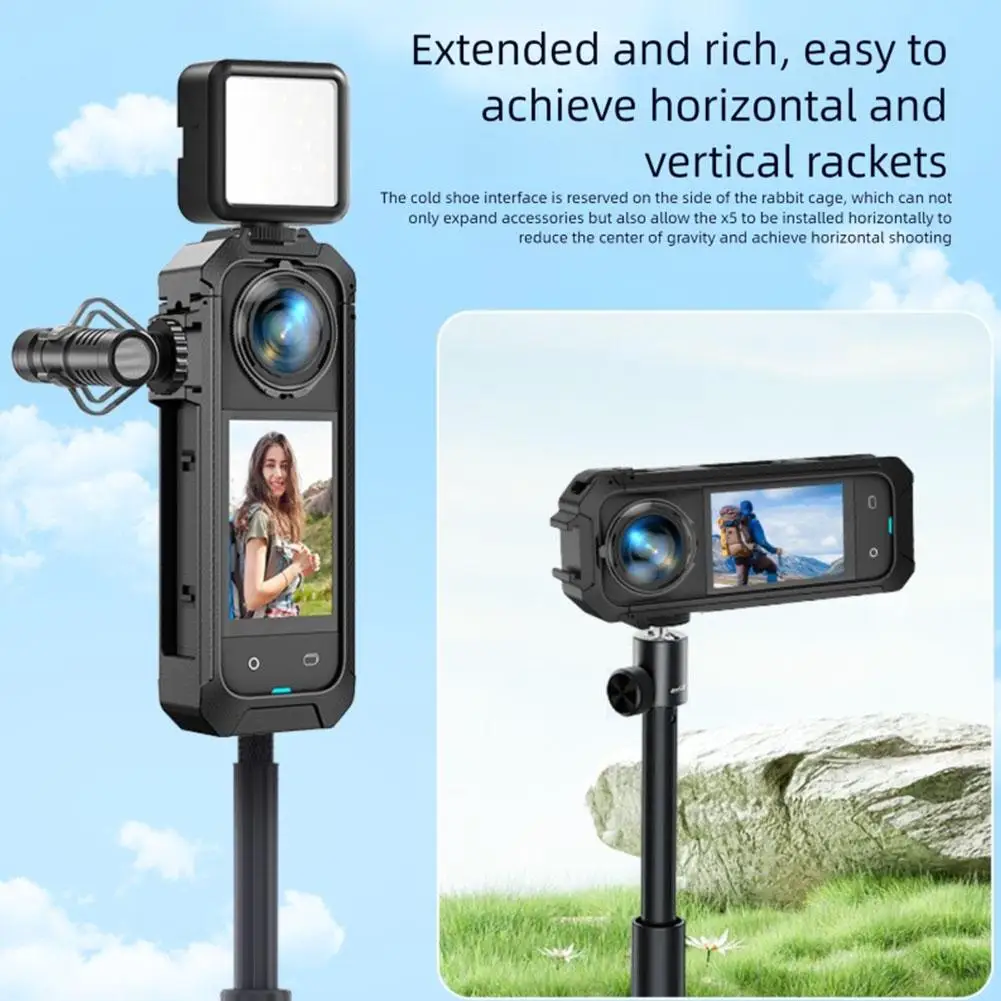 ل Insta360 X5 إطار حماية قفص الإطار البلاستيكي المغناطيسي العملي الإسكان مع الحذاء البارد جبل قوس الإفراج السريع