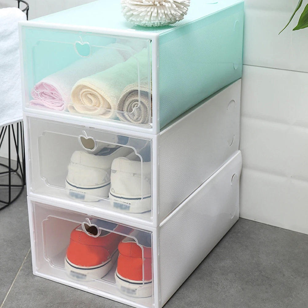

6 Pcs Large Capacity Transparent Plastic Shoe Boxes Foldable Moisture Proof Dust Proof Waterproof Easy Clean Storage
