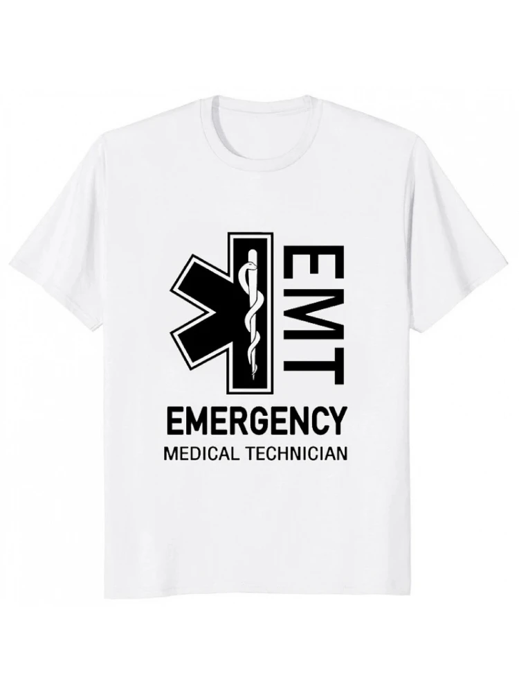 Emt Emergency Medical Technician Service Ems Paramedic Cpr First Rescue Graphic-100% cotton O-neck printed men's T-shirt.
