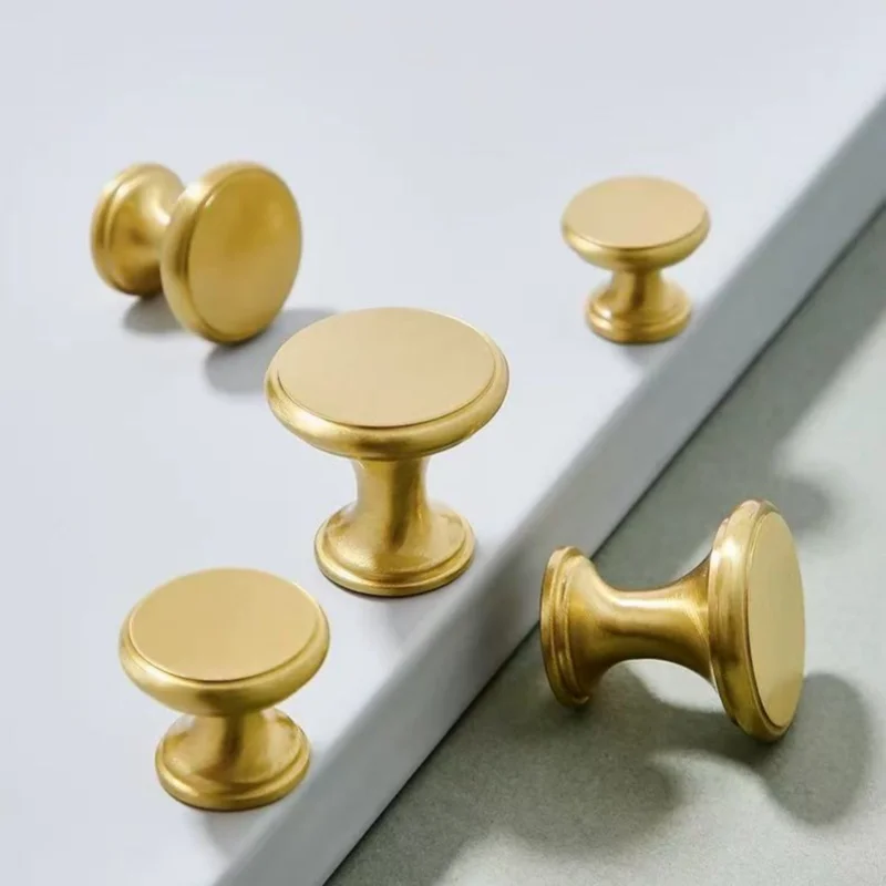 Solid Brass Single Hole Kitchen Cabinet Storage Handles Wardrobe Drawer Knobs Dresser Pull Cupboard Door Pulls Furniture Handles