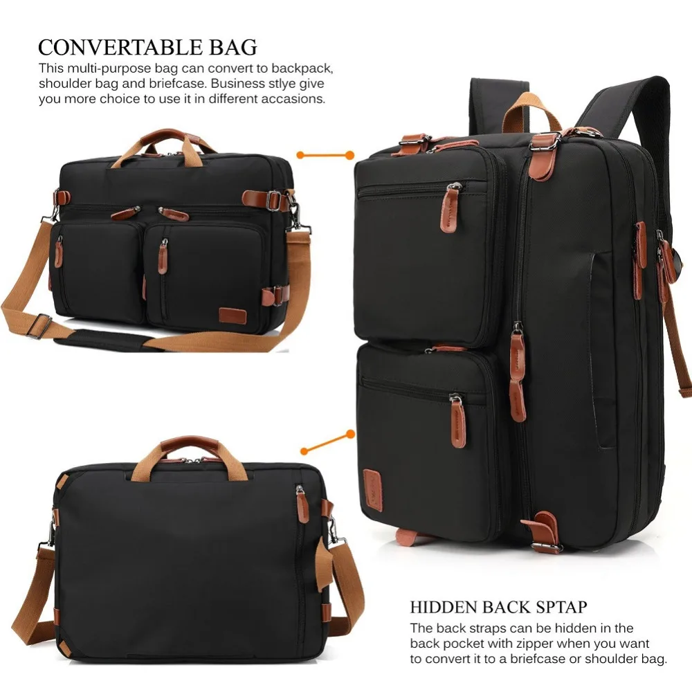 3-in-1 Convertible Laptop Backpack 15.6 17.3 Inch Waterproof Oxford Business Briefcase Shoulder Messenger Notebook Carry Bag view 3