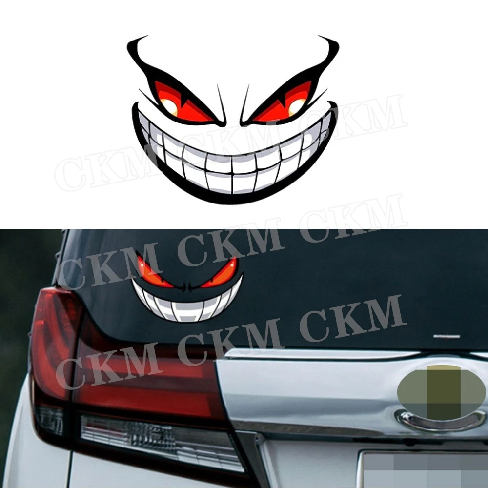 1pc Demon Eyes Motorcycle Stickers Front Cowl Fuel Tank Expression Decals Car Bumper Decoration Waterproof Motorbike Accessories