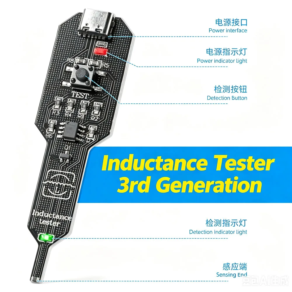 Inductance Tester Type-C/Battery Powered for PC Repair Electromagnetic Induction Quick Fault Check Coil Tester Inductor Detector