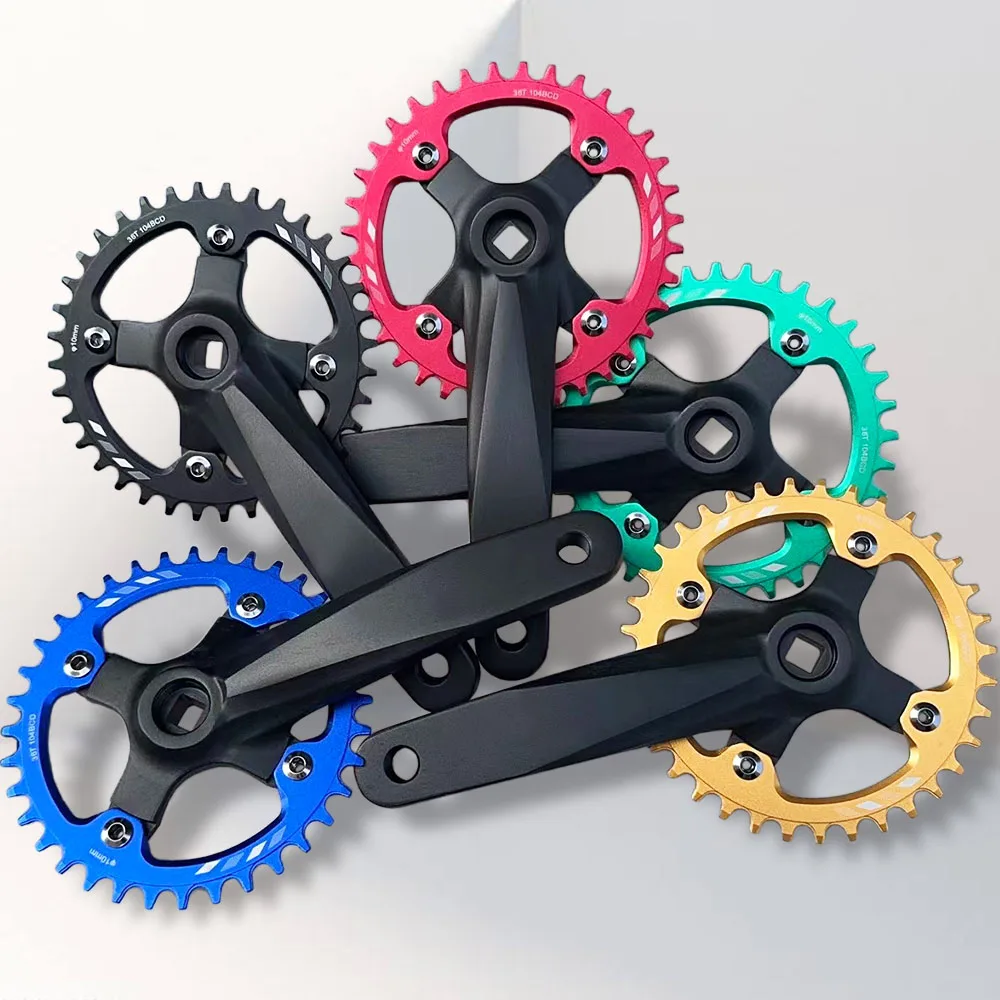 Fahrrad Vierkantloch Kettenrad 104BCD 152mm/165mm/170mm Kurbelarme 32/34/36/38/40/42T Schmales breites Kettenblatt MTB Fahrrad Kurbelgarnitur – Detail 4
