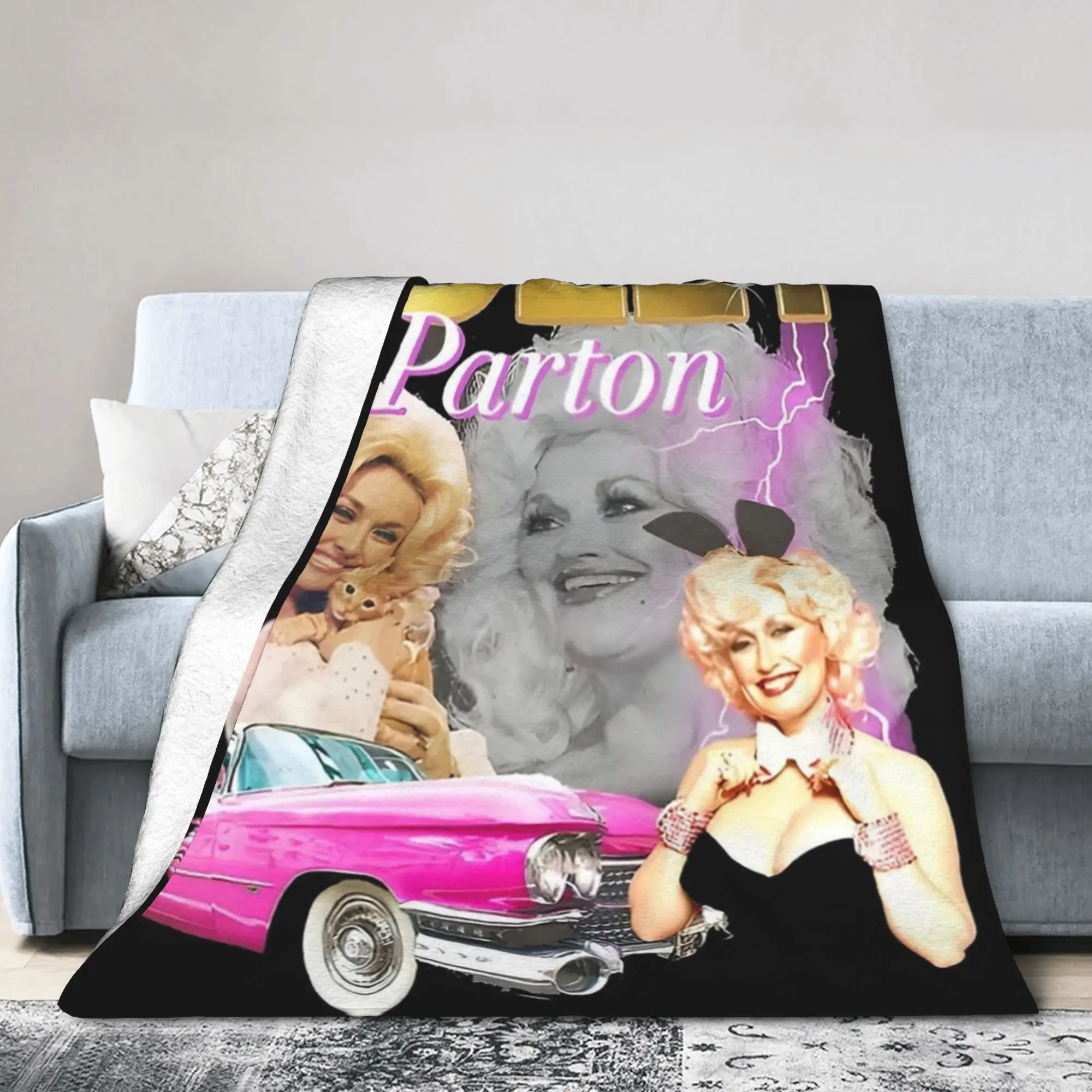Pink Dolly Parton Memorial RIP Blanket  Flannel Throw Blanket Bedding Couch Decoration Ultra-Soft Warm Bedspreads