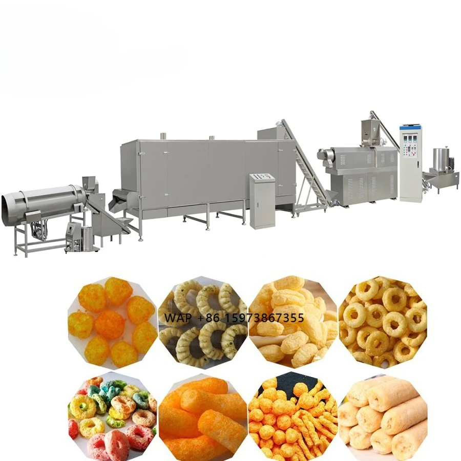 150kg/h Snacks Food Extruder Corn Puffed Making Machines Corn Snacks Cheese Ball Puffing Machine 65 Rice Chips Production Line