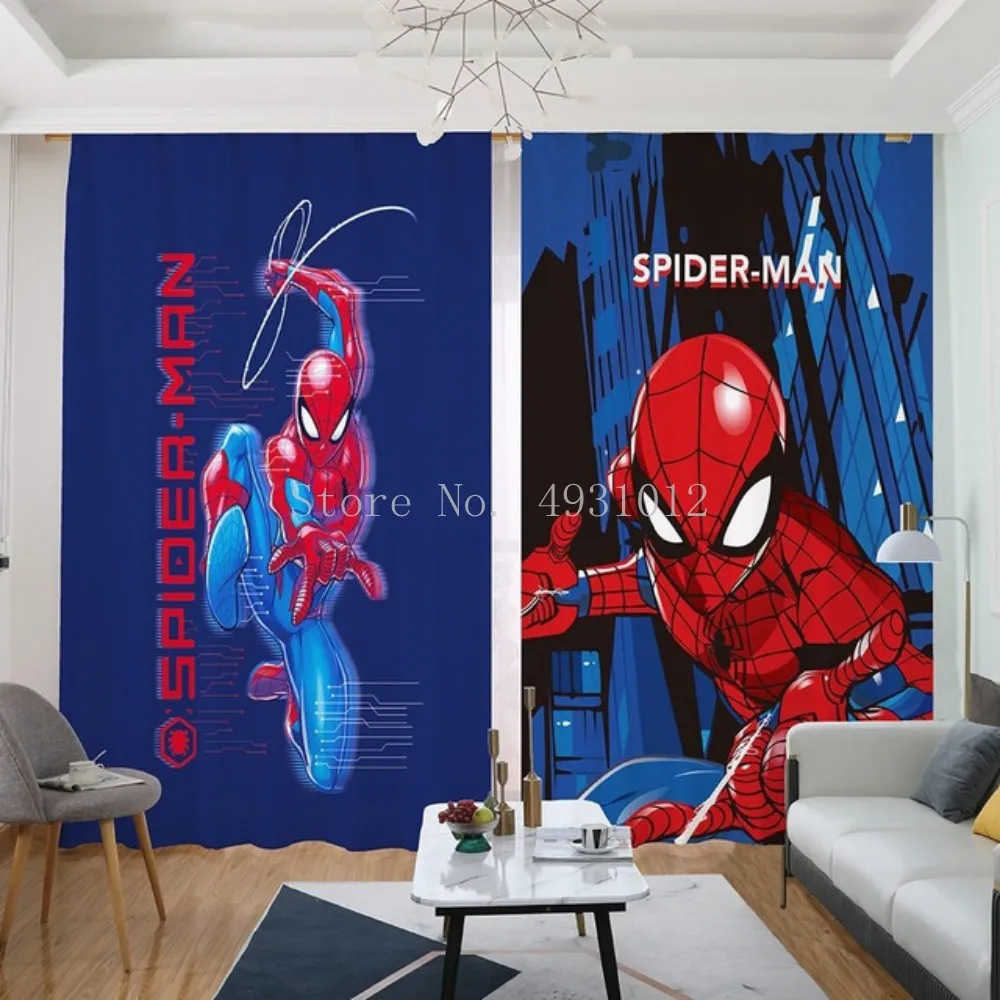 Avengers Hero Spiderman Curtain Cartoon Anime Boy Bedroom Children Room Living Room Kitchen Bathroom Decoration Blackout Curtain