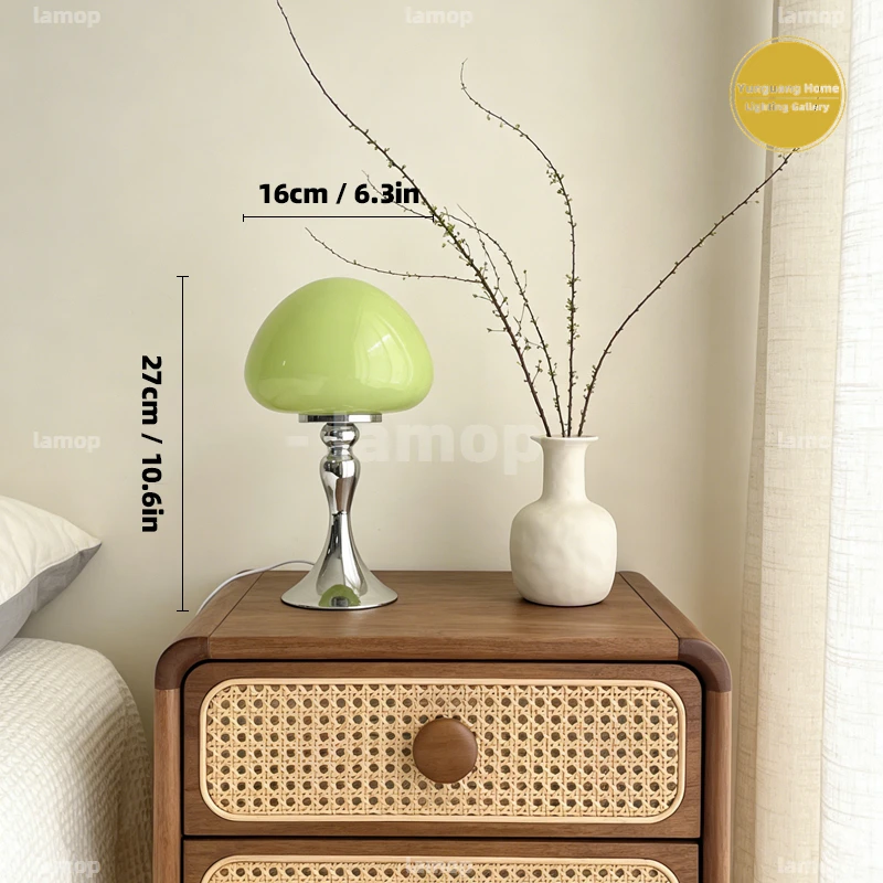 Murano Glass Dome Shade Table Lamp Soft Light Diffusion Sweet Style Decor Lamp For Reading Corner Apartment Side Cabinet Display