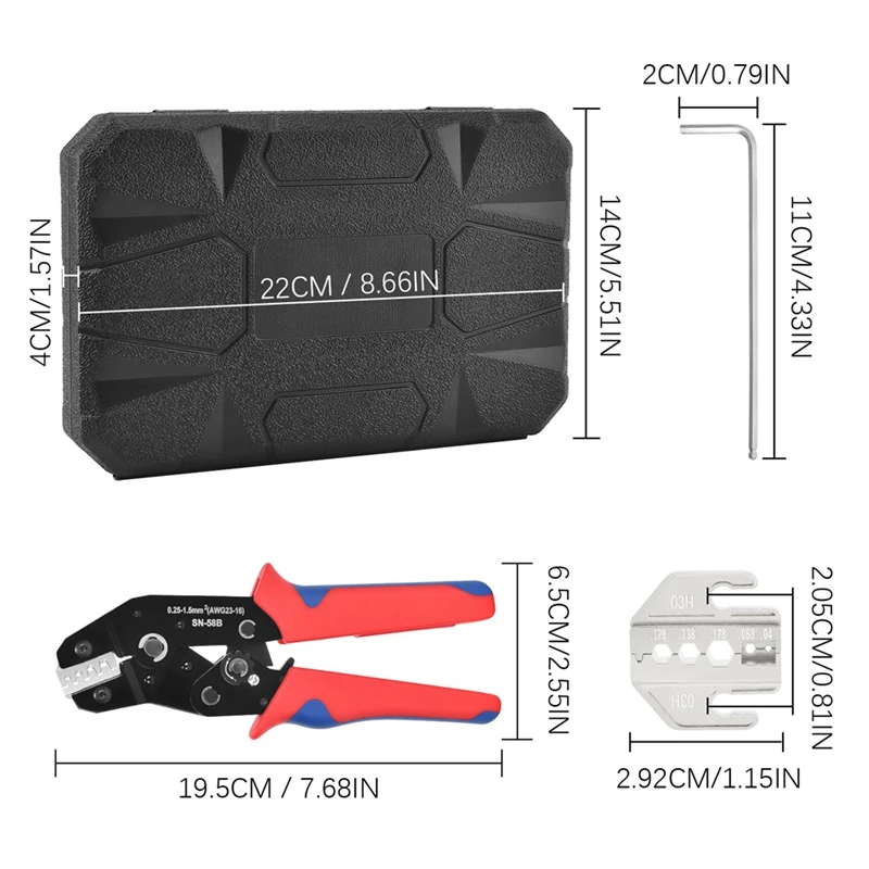 AB15-SN-58B Kfz-Plug-In-Crimpzange für Schrumpf-, Nylon-, nicht isolierte Steckverbinder und Hülsenklemmen
